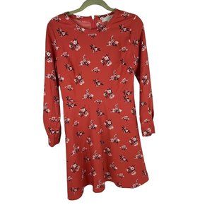 LOFT Petite Long-Sleeve Floral A-Line Dress Pink 2P NWT